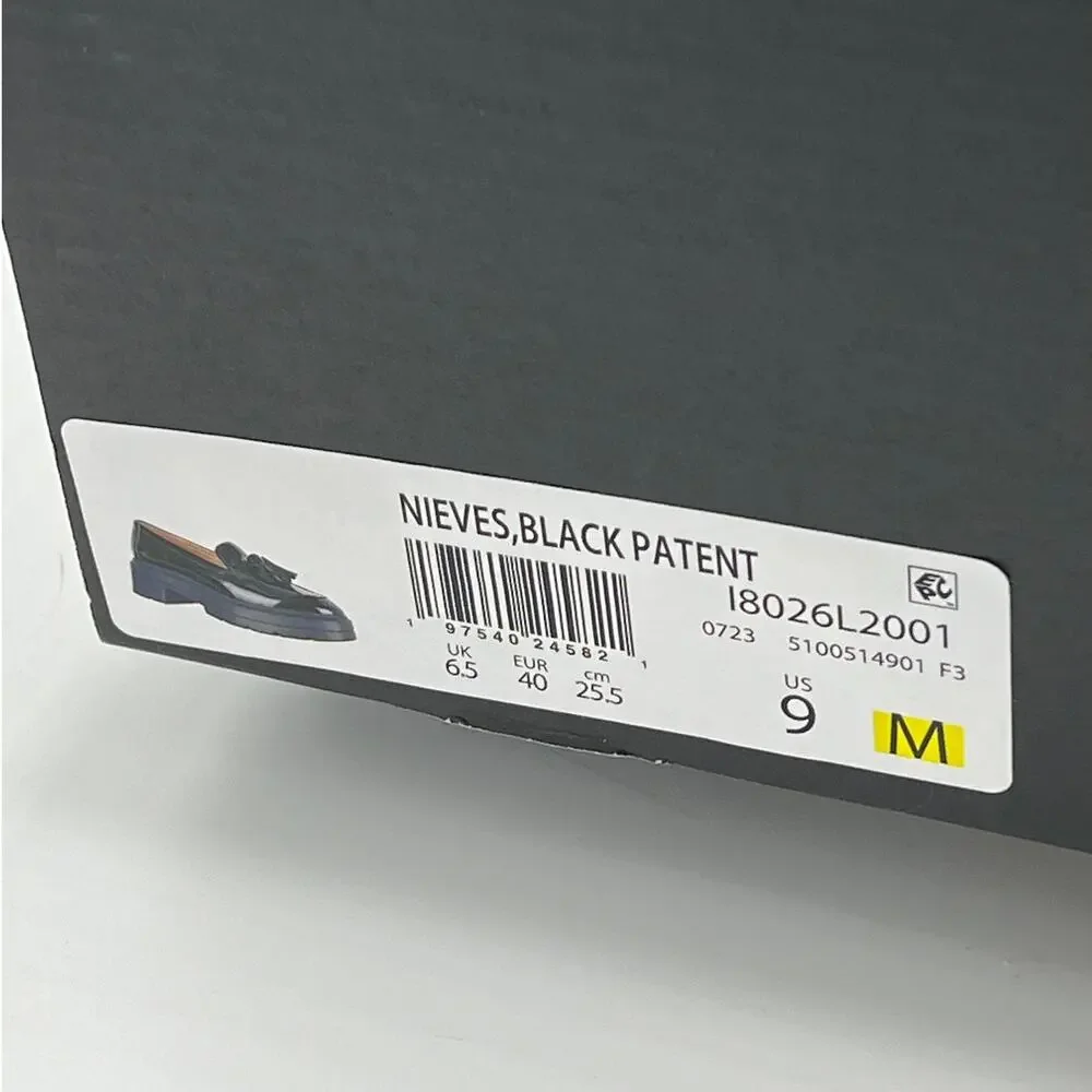 Naturalizer Nieves Black Patent Tassel Lug Sole Loafers Size 9